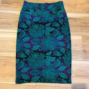 Lularoe Cassie skirt teal/black/purple XS